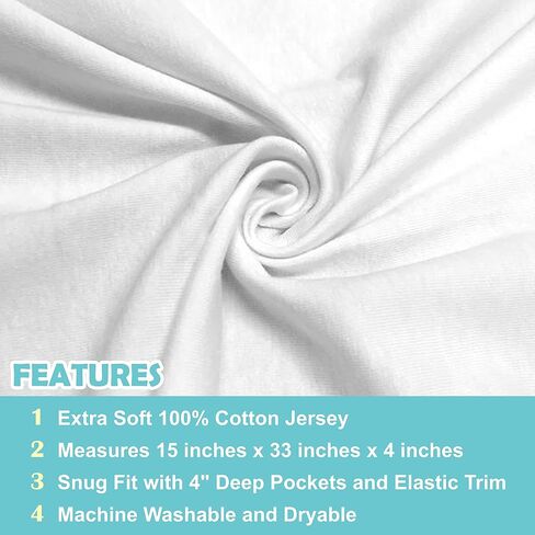 American Baby Company 15" x 33" Fitted Bassinet Sheet, Printed 100% Natural Cotton Jersey Knit, Grey Star and Moon, Soft Breathable, for Boys and Girls in Saudi Arabia