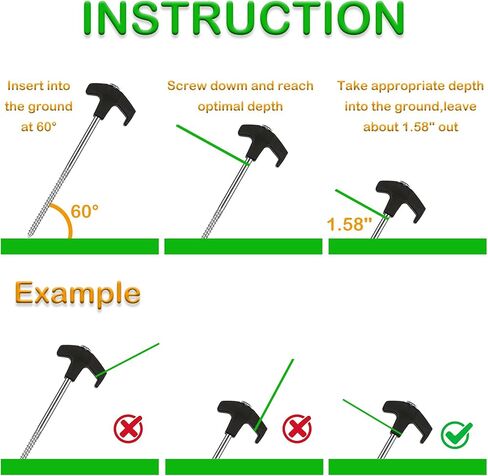 Cheardia 20 Pack Tent Stakes Heavy Duty, 8 Inch Screw in Tree Stake Kits Black Tent Pegs Camping Non-Rust Ground Stakes for Young Trees Straightening, Patio, Garden, Canopies, Grassland, Outdoor in Kuwait