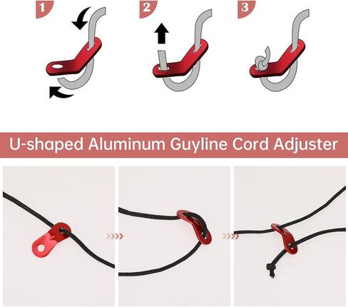 20PCS Aluminum Alloy Rope Tensioner Tent Guyline Cord Adjuster Dual Holes Wind Rope Tent Buckle Ultralight Tent Stakes Guy Lines Tensioner for Camping Hiking in Saudi Arabia