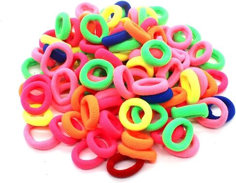 Baby Hair Ties, 100PCS Toddler Hair Ties for Baby Girls Elastic Hair Bands Ponytail Holder Kids Hair Ties No Damage Soft Seamless Small Hair Ties. in Kuwait