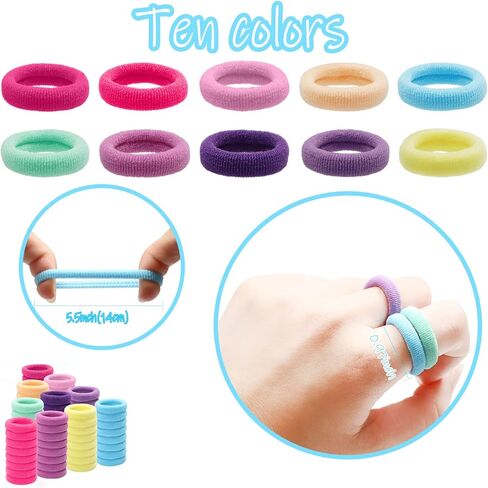 250PCS Baby Hair Ties, Cotton Toddler Hair Ties for Girls and Kids, Seamless Hair Bands, Elastic Ponytail Holders (Diameter 1 Inch and 10 Colors) in Kuwait