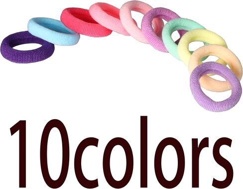 250PCS Baby Hair Ties, Cotton Toddler Hair Ties for Girls and Kids, Seamless Hair Bands, Elastic Ponytail Holders (Diameter 1 Inch and 10 Colors) in Kuwait