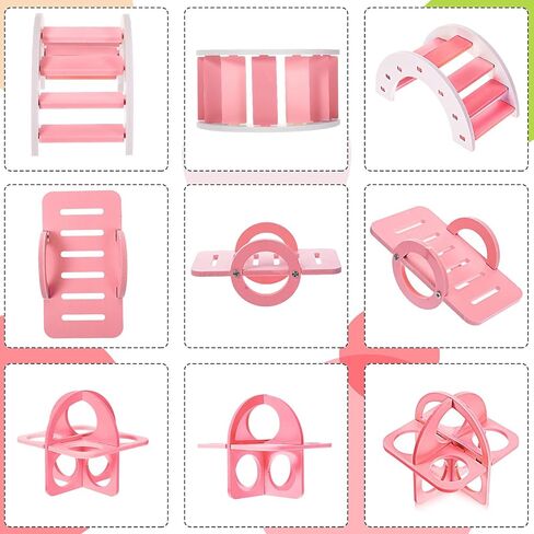 Skylety 5 Pieces Hamster Toys Include Wooden Hamster House Guinea Pig Hideout Rainbow Bridge Hamster Seesaw Hamster Swing Hamster Exercise Circle Cage Toy for Small Animals in Saudi Arabia