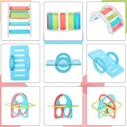 Skylety 5 Pieces Hamster Toys Include Wooden Hamster House Guinea Pig Hideout Rainbow Bridge Hamster Seesaw Hamster Swing Hamster Exercise Circle Cage Toy for Small Animals in Saudi Arabia