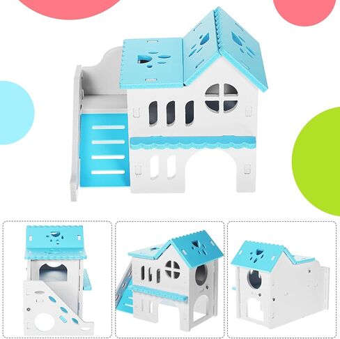 Skylety 5 Pieces Hamster Toys Include Wooden Hamster House Guinea Pig Hideout Rainbow Bridge Hamster Seesaw Hamster Swing Hamster Exercise Circle Cage Toy for Small Animals in Saudi Arabia