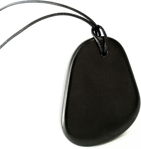 Karelian Heritage Shungite Stone Necklace | Round Shungite Pendant Amulet | Authentic Shungite Jewelry | Shungite Protection Necklace Shield | Crystal Healing Necklace for Meditation in Kuwait