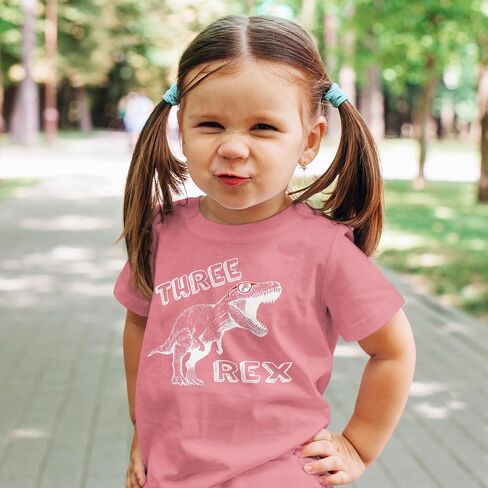 تي شيرت Olive Loves Apple Three Rex Dinosaur لعيد الميلاد الثالث للفتيات والأولاد ملابس عيد الميلاد الثالث in Kuwait