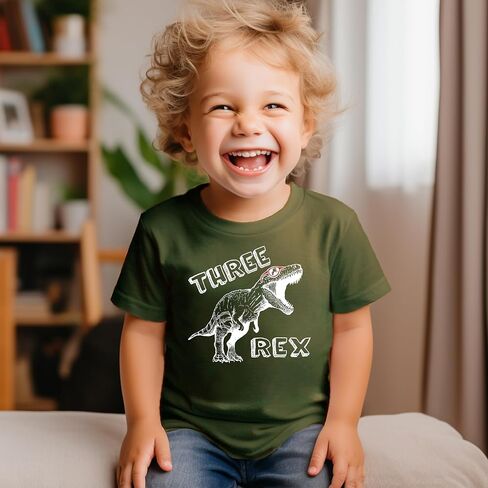 تي شيرت Olive Loves Apple Three Rex Dinosaur لعيد الميلاد الثالث للفتيات والأولاد ملابس عيد الميلاد الثالث in Kuwait