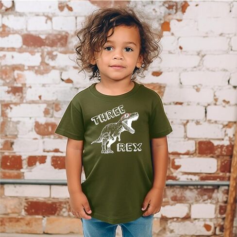 تي شيرت Olive Loves Apple Three Rex Dinosaur لعيد الميلاد الثالث للفتيات والأولاد ملابس عيد الميلاد الثالث in Kuwait