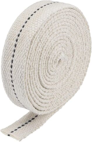 MECCANIXITY Oil Lamp Wick Cotton 7/8 Inch Flat Wide 2 Meter/6Ft Long with Black Stitch for Lighting, 5 Roll in Saudi Arabia