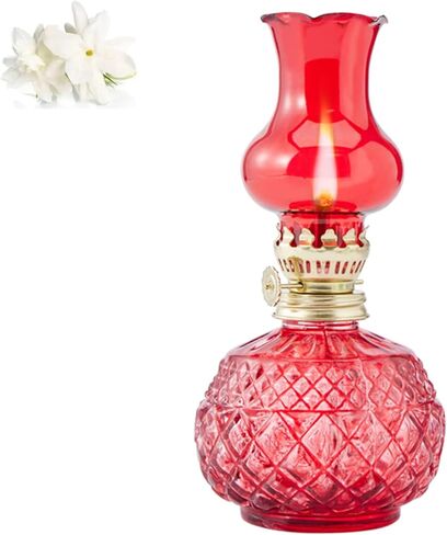 ZWIFEJIANQ Oil Lamps for Indoor Use, Kerosene Lamp Hurricane Lamp Decorative Lamplight Chamber Glass Oil Lamp, Translucence Barn Lantern Glass Kerosene Oil Lamp Lantern for Home Desktop Decor (Red) in Kuwait