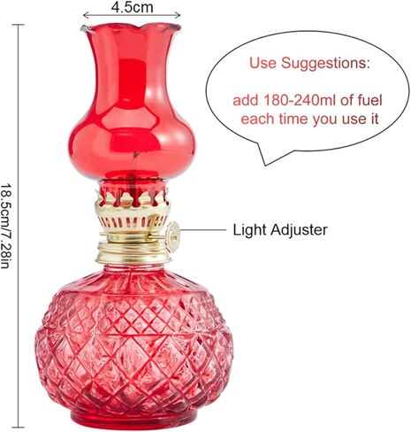 ZWIFEJIANQ Oil Lamps for Indoor Use, Kerosene Lamp Hurricane Lamp Decorative Lamplight Chamber Glass Oil Lamp, Translucence Barn Lantern Glass Kerosene Oil Lamp Lantern for Home Desktop Decor (Red) in Kuwait