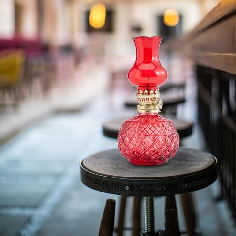 ZWIFEJIANQ Oil Lamps for Indoor Use, Kerosene Lamp Hurricane Lamp Decorative Lamplight Chamber Glass Oil Lamp, Translucence Barn Lantern Glass Kerosene Oil Lamp Lantern for Home Desktop Decor (Red) in Kuwait