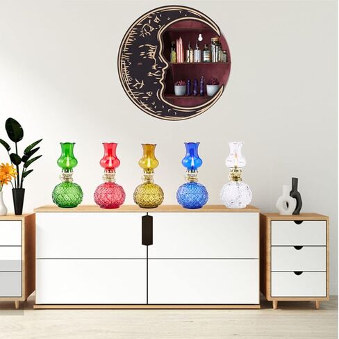 ZWIFEJIANQ Oil Lamps for Indoor Use, Kerosene Lamp Hurricane Lamp Decorative Lamplight Chamber Glass Oil Lamp, Translucence Barn Lantern Glass Kerosene Oil Lamp Lantern for Home Desktop Decor (Red) in Kuwait