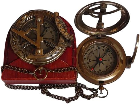 بوصلة شمسية مخصصة مع حقيبة جلدية | هدايا المعمودية، أفضل عيد الفصح، هدايا عيد الميلاد، هدايا التخرج، هدايا الزفاف، الهدايا الدينية للرجال، يشوع 1: 9 هدايا دينية للنساء in Kuwait