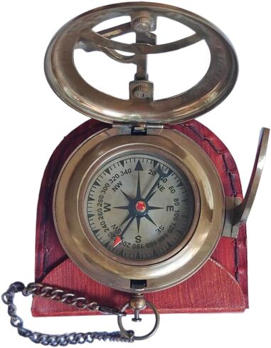 بوصلة شمسية مخصصة مع حقيبة جلدية | هدايا المعمودية، أفضل عيد الفصح، هدايا عيد الميلاد، هدايا التخرج، هدايا الزفاف، الهدايا الدينية للرجال، يشوع 1: 9 هدايا دينية للنساء in Kuwait