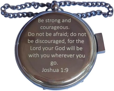 بوصلة شمسية مخصصة مع حقيبة جلدية | هدايا المعمودية، أفضل عيد الفصح، هدايا عيد الميلاد، هدايا التخرج، هدايا الزفاف، الهدايا الدينية للرجال، يشوع 1: 9 هدايا دينية للنساء in Kuwait