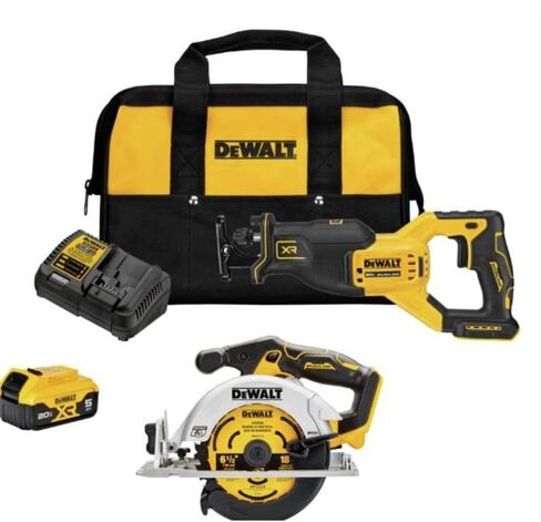DEWALT 20V MAX Power Tool Combo Kit, 2-Tool Reciprocating Saw and 6-1/2 Inch Circular Saw, Cordless Power Tool Set with Battery and Charger (DCK237P1) in Saudi Arabia