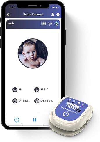 SNUZA PICO 2 New Model -Smart Sleep Monitor with Mobile App - Works Anywhere with or Without Your Phone to Track Breathing Motion, Body Position and Skin Temperature with Real-time alerts in Saudi Arabia