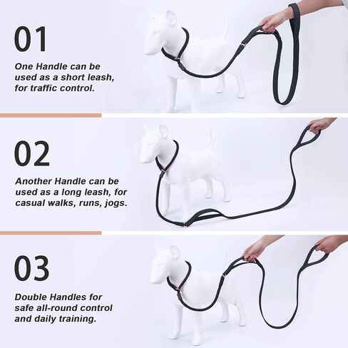 Slip Lead Dog Leash, Dog Training Leash with Double Handle, Soft Leather Slip Leash and Collar, Heavy Duty Nylon Dog Lead, No Pull Walking for Medium Large Small Dogs 6ft Black in Kuwait