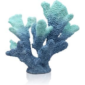 Blue Coral Decor Coral Reef Faux Artificial Coral Decor Resin Coral Statue Nautical Decor Tabletop Decoration Home Living Room Decor (7.8in Tall)
