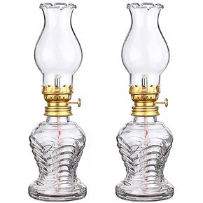 مصابيح كيروسين ريفية (مجموعة من قطعتين) مصابيح زيت مع زجاج اعصار، فانوس زيت لتزيين الاضاءة الداخلية والطوارئ والاستخدام الخارجي in Kuwait