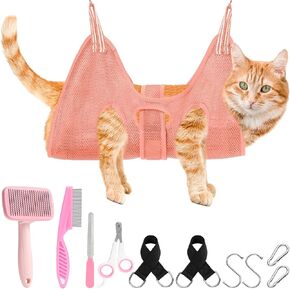 أرجوحة العناية بالحيوانات الأليفة من VCZONE للكلاب والقطط، أرجوحة ضبط النفس للكلاب مع مقص أظافر، مبرد أظافر، مشط البراغيث وفرشاة تساقط، حقيبة تقييد أرجوحة للكلاب والقطط الصغيرة والمتوسطة in Kuwait