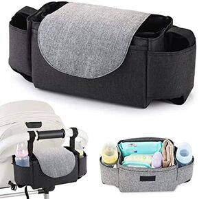 حقيبة تنظيم عربة الأطفال YWHWLX مع حاملات أكواب، منظم ملحقات عربة الأطفال وحامل الزجاجة يناسب معظم عربات الأطفال للزجاجة والحفاضات والهاتف والمفاتيح والألعاب (أزرق) in Kuwait