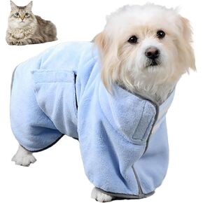 Pets Bathrobe Towel, Super Absorbent Dogs Cats Bath Towels for Drying Dogs, Fast Drying Dogs Bathrobe Towel, Soft Microfiber Dogs Robes for After Bath, Puppy Bath Drying Coat, Blue X-Small