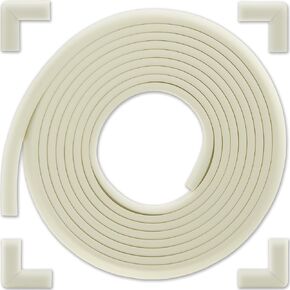 Bébé Earth Baby Proofing Edge and Corner Guard Protector Set for Back to School, 20 Feet Edges & 8 Foam Corners, Furniture and Tables Child Baby Proof Bumpers, Pre-Taped Corner Cushions - Oyster White in Kuwait