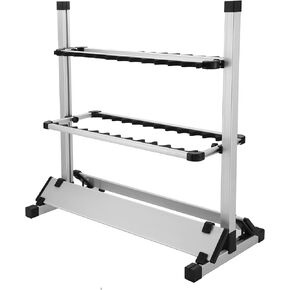weyleity Fishing Rod Rack, Fishing Rod Organizer,Portable Fishing Rod Holder for All Poles, Hold 12 or 24 Rods,Aluminum Alloy Silver Black Rod Holder (24 Rods Rack) in Saudi Arabia