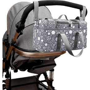 Baby Stroller Organizer Bag, Universal Stroller Caddy Organizer Large Space Multiple Pockets Stroller Bag Organizers with Insulated Pocket for Bottle, Diaper, Baby Items - Fit Most Strollers in Kuwait
