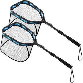 PLUSINNO Floating Fishing Net for Steelhead, Salmon, Fly, Kayak, Catfish, Bass, Trout Fishing, Rubber Coated Landing Net for Easy Catch & Release, Compact & Foldable for Easy Transportation & in Kuwait