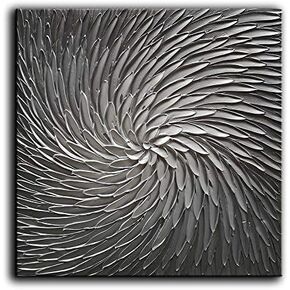 YaSheng Art - Abstract Art Oil Paintings on Canvas Silver Gray Gradient color Abstract Artwork Modern Home Decor Canvas Wall Art Ready to Hang for Living Room Bedroom 24x24 Inch in Kuwait