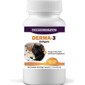 PICCARDMEDS4PETS Derma-3 كبسولات هلامية أوميجا 3 للكلاب والقطط الصغيرة 60 قيراط in Kuwait