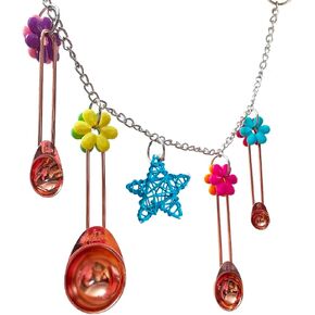 GILYGI ملعقة معلقة من الفولاذ المقاوم للصدأ باللون الذهبي الوردي وألعاب زهرة الأكريليك الملونة تُبهج لعبة طائر الببغاء الصغيرة والمتوسطة والكبيرة والببغاء الرمادي الأفريقي والأمازون الكونيور والطيور المشابهة in Kuwait