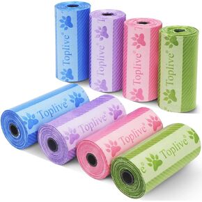 Toplive Dog Waste Bags, Poop Bags for Dog, Extra Thick Strong Leak-Proof Doggy Bags 16 Rolls (240 Bags), Black in Kuwait