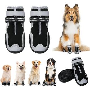 Dog Boots for Large Dogs Anti Slip, Waterproof Shoes for Dogs Hardwood Floor, Indoor Prevent Licking Adjustable Reflective Straps for Small Medium Large