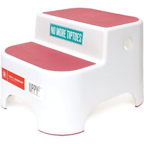 Prince Lionheart Dual Height UPPY2 Two Step Stool for Potty Training Kids and Toddlers to Wash Hands - Portable Non Slip Children and Toddler Stepping Stool for Toilet Bathroom or Kitchen (Pink)