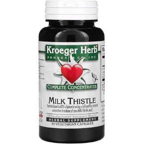 مركزات كاملة، شوك الحليب، 90 كبسولة نباتية، شركة Kroeger Herb Co in Kuwait