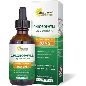قطرات سائلة من الكلوروفيل للتغذية من aSquared - الكلوروفيل السائل الطبيعي للمياه - مكمل نباتي عشبي نقي بديل للكبسولات والحبوب والعلكة والمسحوق - 4 أونصة سائلة in Kuwait