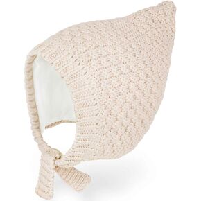 JELLYTREE Baby Winter Bonnet Cotton Lined Pixie Knit Hat, 3M-12M | Soft cotton-lined winter knit baby bonnet. Thick and warm earflap pixie gnome hat with chin ties. in Kuwait