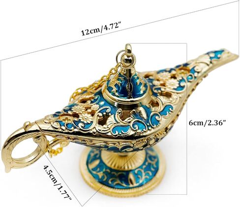 مصابيح Hsiwto Aladdin Magic Genie - مصباح زي كلاسيكي كلاسيكي عتيق لتزيين طاولات الزفاف، مقاس صغير، ذهبي وأزرق in Saudi Arabia