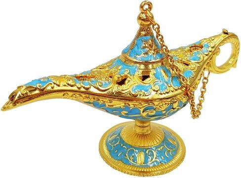 مصباح علاء الدين الجني من Hourwof Aladdin مصباح سحري أسطورة علاء الدين متمنيًا ضوءًا زيًا عربيًا لتزيين طاولة الزفاف هدية عيد ميلاد، ذهبي صغير in Kuwait