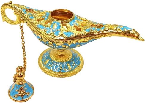 مصباح علاء الدين الجني من Hourwof Aladdin مصباح سحري أسطورة علاء الدين متمنيًا ضوءًا زيًا عربيًا لتزيين طاولة الزفاف هدية عيد ميلاد، ذهبي صغير in Kuwait