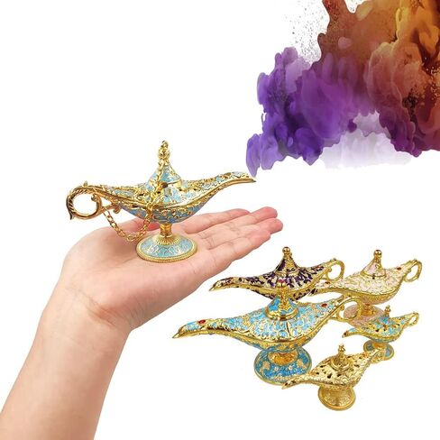 مصباح علاء الدين الجني من Hourwof Aladdin مصباح سحري أسطورة علاء الدين متمنيًا ضوءًا زيًا عربيًا لتزيين طاولة الزفاف هدية عيد ميلاد، ذهبي صغير in Kuwait