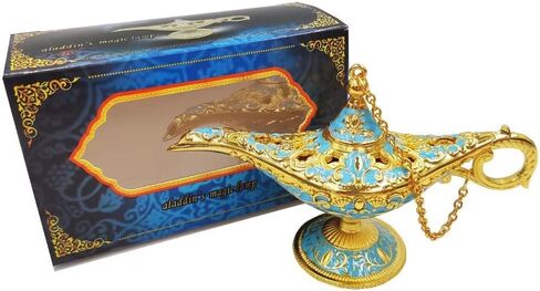 مصباح علاء الدين الجني من Hourwof Aladdin مصباح سحري أسطورة علاء الدين متمنيًا ضوءًا زيًا عربيًا لتزيين طاولة الزفاف هدية عيد ميلاد، ذهبي صغير in Kuwait