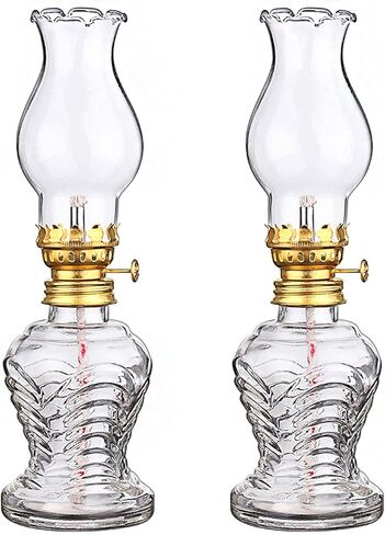 مصابيح كيروسين ريفية (مجموعة من قطعتين) مصابيح زيت مع زجاج اعصار، فانوس زيت لتزيين الاضاءة الداخلية والطوارئ والاستخدام الخارجي in Kuwait