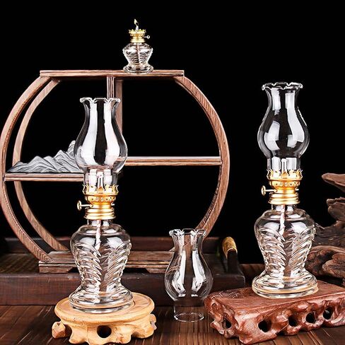 مصابيح كيروسين ريفية (مجموعة من قطعتين) مصابيح زيت مع زجاج اعصار، فانوس زيت لتزيين الاضاءة الداخلية والطوارئ والاستخدام الخارجي in Kuwait