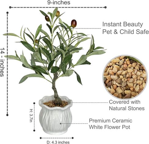 BESAMENATURE Artificial Olive Tree, Desktop Faux Fruit Tree for Home Office Decoration, 14" Tall in Kuwait